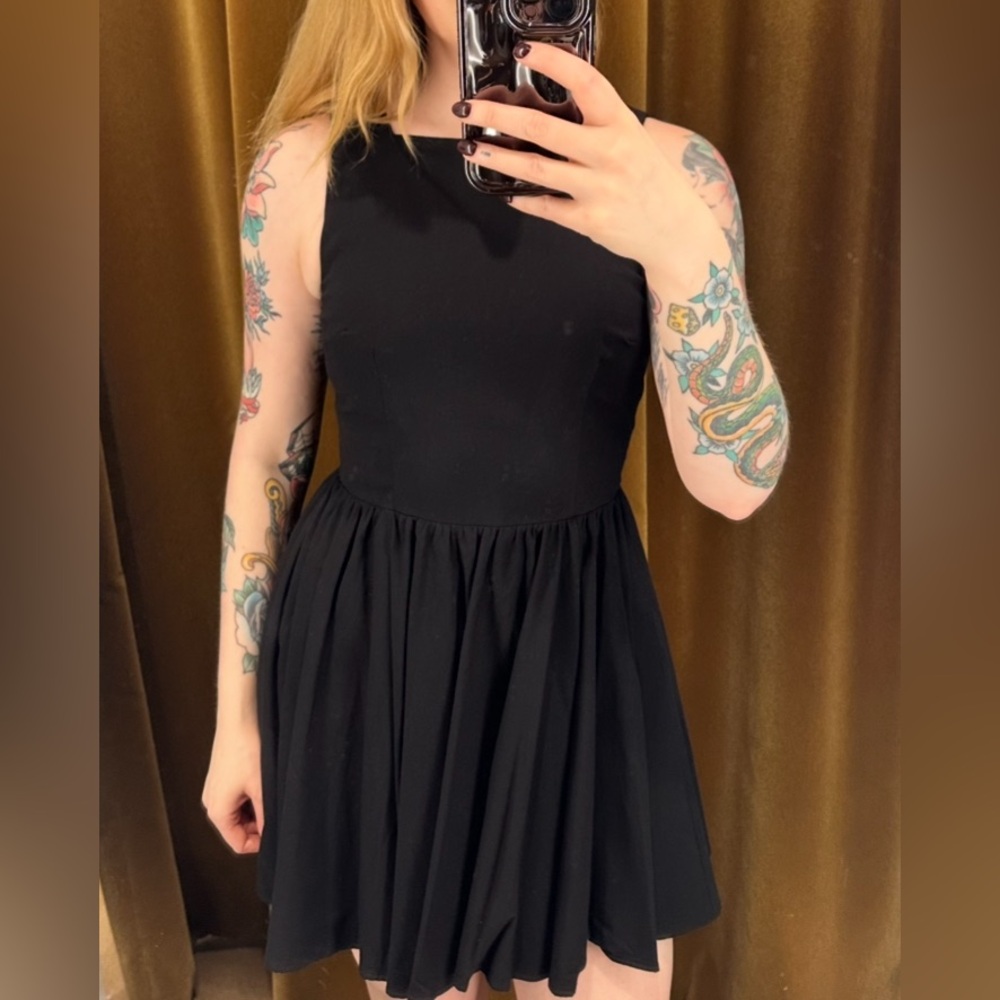 Reformation Black Mini Skater Dress